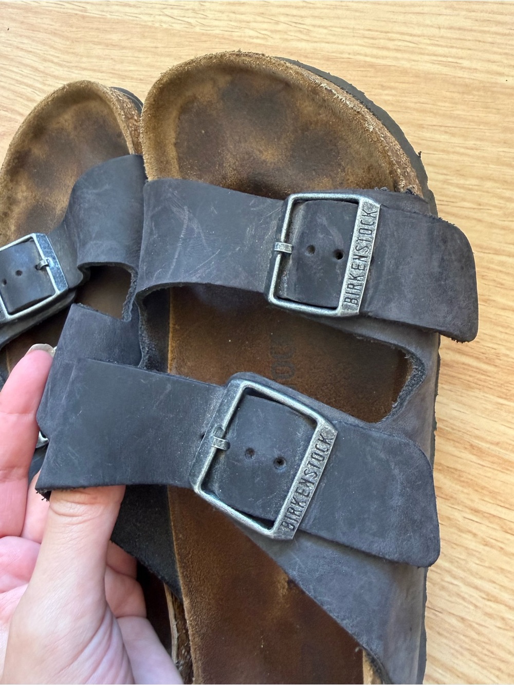 Birkenstock Arizona Sandals Black Oiled Leather Size 38 - Picture 6 of 6